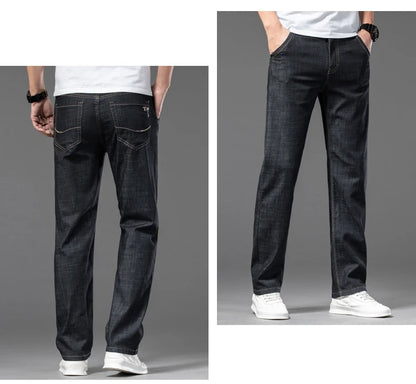 Plus Size 28-42 Men's Jeans Spring Summer Thin Business Classic Stretch Straight Denim Pants Male Brand Casual Loose Trousers