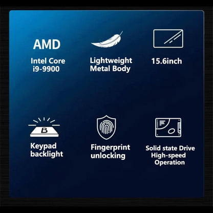 LENO 15.6" Laptop Intel Core i9 9900 32GB 2TB Windows11 Gaming Computer PC Gamer 5000mAh office Ultra Slim Notebook 1920*1080 HD