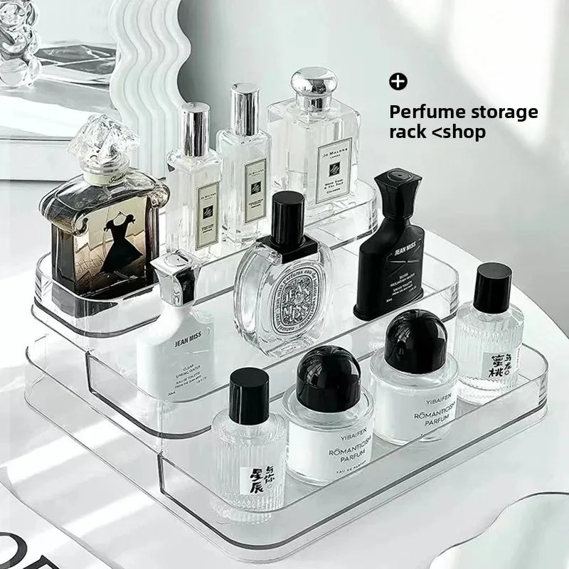 Luxurious Multi-Layer Acrylic Cosmetic Storage Box Display Stand Transparent Desktop Perfume Organizer Jewelry Accessories Holde