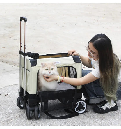 FurStarLarge Pet Rolling Carrier With Wheels Multi-Cat Travel Trolley Bag Spacious Dog Carrier Backpack Portable Car Seat Pet St