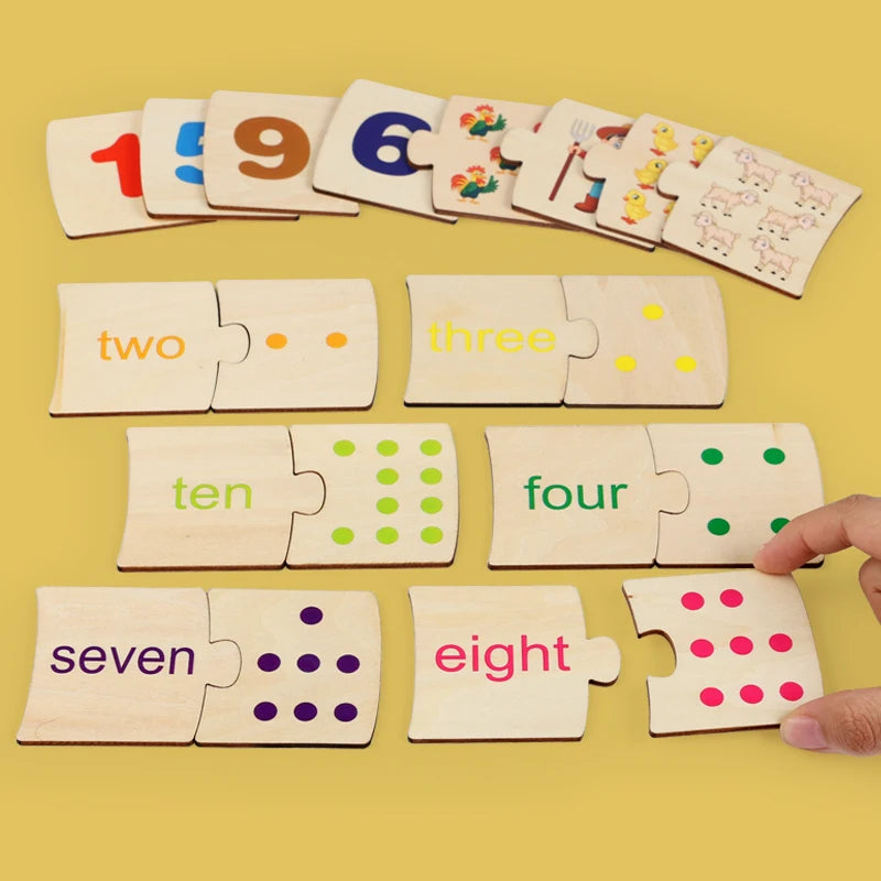 Children's Iron Box Number Enlightenment Paired Wooden Animal Food Puzzle Board Logical Thinking Training Game Educational Toys