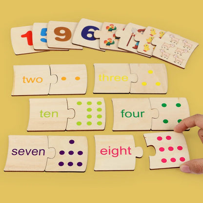 Children's Iron Box Number Enlightenment Paired Wooden Animal Food Puzzle Board Logical Thinking Training Game Educational Toys