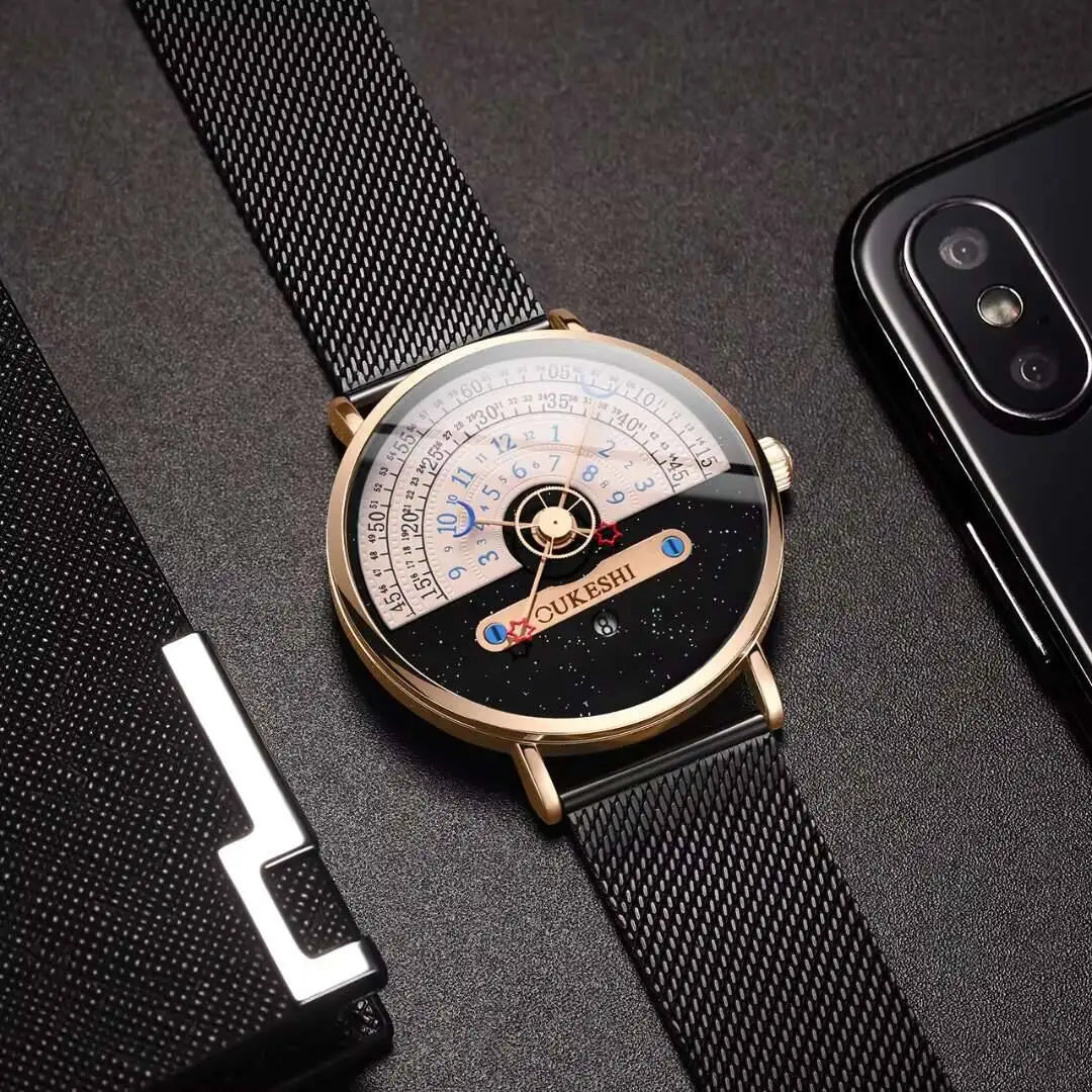 Fashion Mesh Band Men Business Watches Calendar Quartz Wristwatches For Mens Clock Reloj Hombre