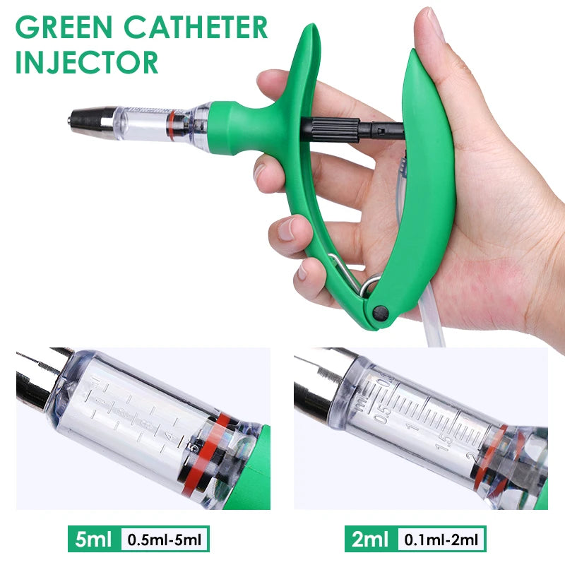 2ml/5ml Poultry Automatic Syringe With Needle Adjustable Continuous Animal Injector Vaccine Injection Veterinary Pig Cattle Tool