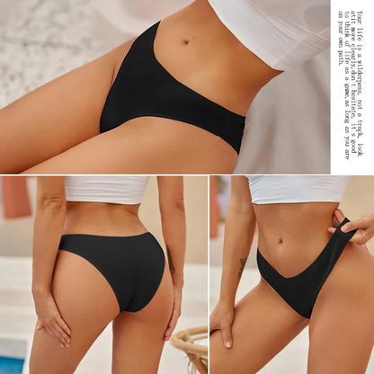 4PCS/SET Seamless Cotton Panties Women Sexy Low Waist Briefs Solid Color Breathable Female Underwear Soft  Comfortable Intimates
