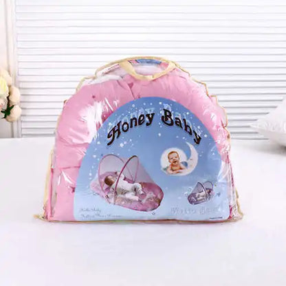 Foldable Baby Crib Mosquito Net with Mattress and Pillow Sleeping Diaper Pad Newborn Mosquito Tent Baby Crib Netting Travel Bed