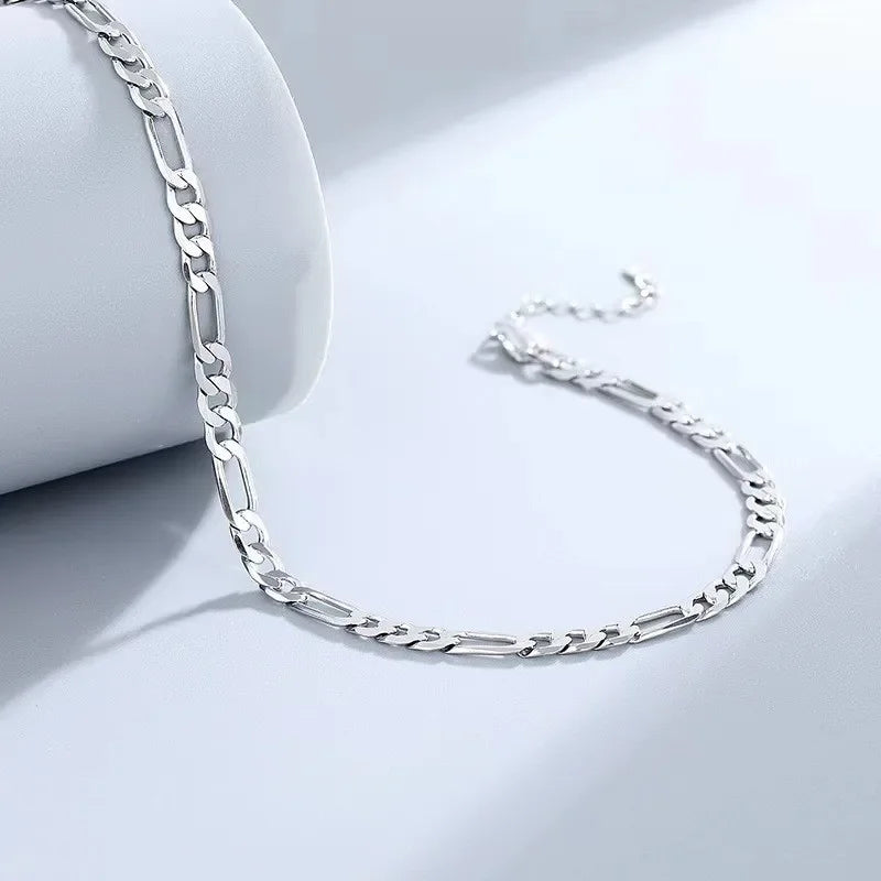 New 925 sterling Silver Bracelets Anklet Beautiful 4MM chain for Women men Wedding Pretty designer Jewelry Fashion Holiday gifts