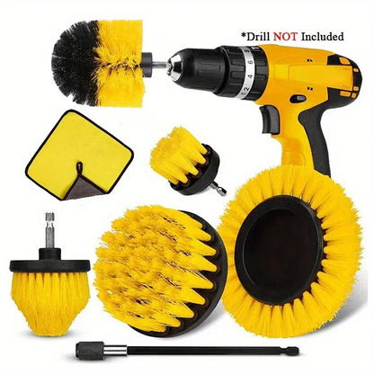 3pcs/set Electric Scrubber Brush Drill Brush Kit Plastic Round Cleaning Brush For Carpet Glass Car Tires Nylon Brushes 1/4pcs