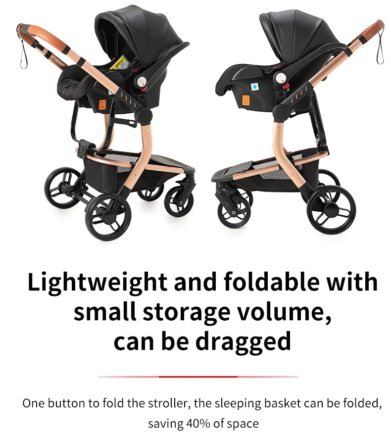 Baby pram Lightweight stroller Baby carriage PU 3in1 stroller Baby stroller 3-in-1 Baby carriage strollers for baby light carts
