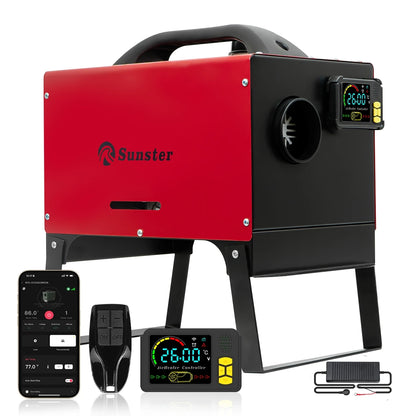 8KW Low Noise Diesel Air Heater 12V/24V/230V Auto Thermostat Diesel Parking Heater W/Bluetooth APP/LCD/Bracket For Motorhome Car