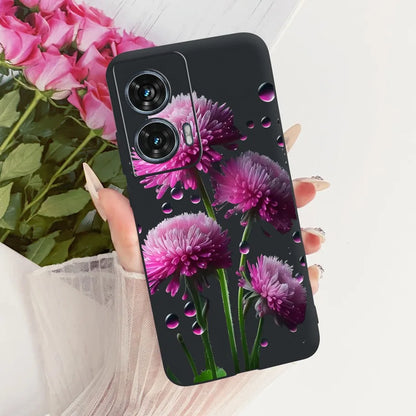 Case For Motorola Edge 50 Fusion Cover XT2429-1 Popular Flower Soft Black Silicone Phone Cases For Motorola G96 5G MotoG96 Funda