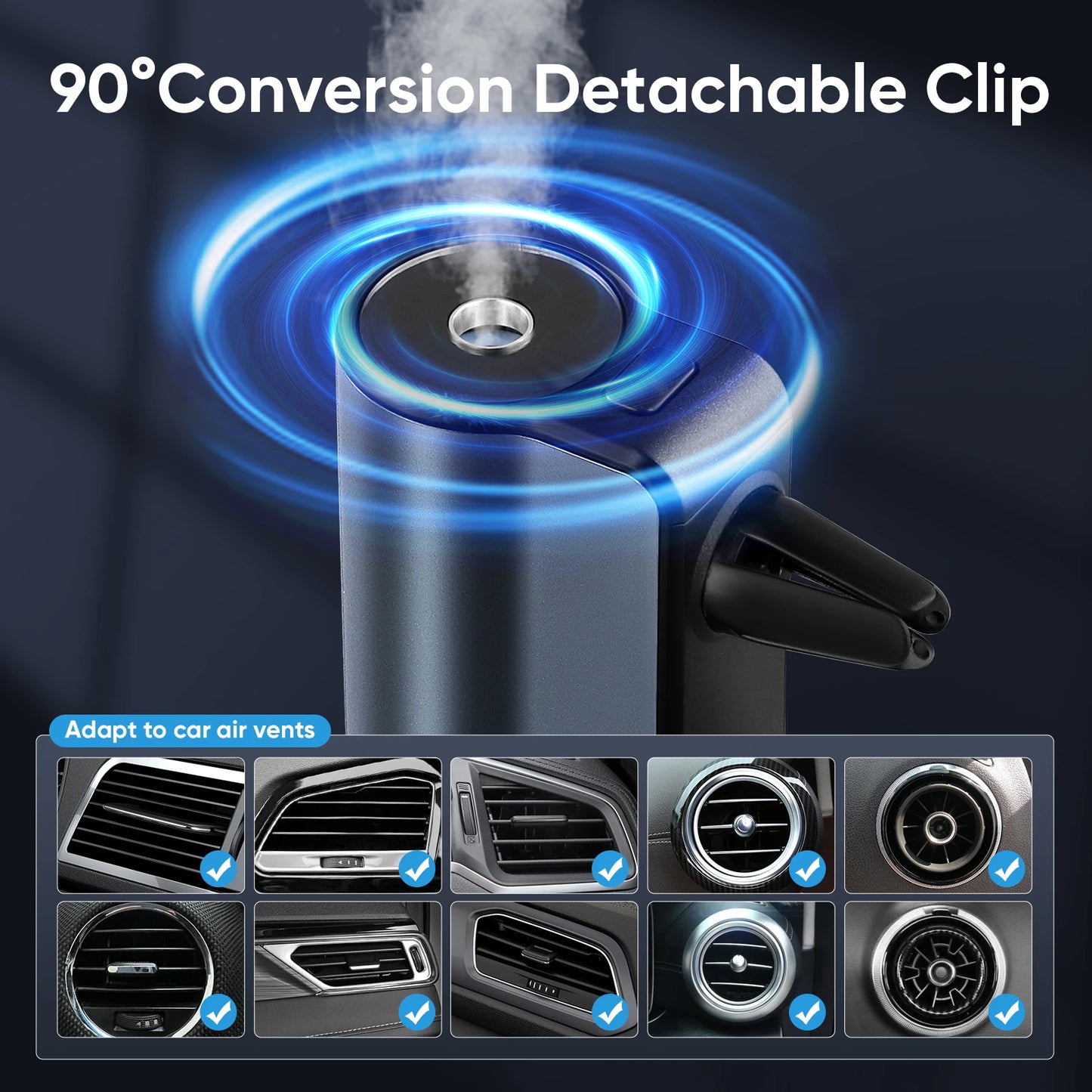 Intelligent Air Freshener,Rechargeable Car Aromatherapy With 3 Levels Adjustable Smart Diffuser Package With Essential Oil