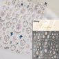 5D Cute Rabbit Love Heart Peach Blossom Flower Yellow Nail Art Stickers Bowknot DIY Self Adhesive Rhinestone Manicure Decals