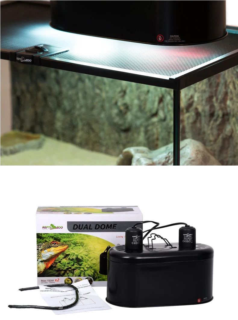 UVB Light Lampshade Fixture Dual Reptile Lamp Cap Combo Integration Design Heat Lighting Lamp Kit Bulb Holder Lampshade Emitter