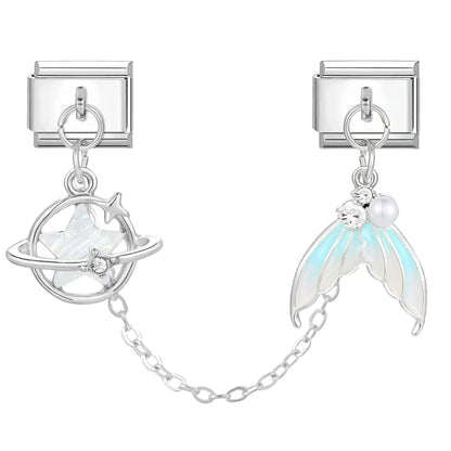 Tassel Chain Butterfly Flowers Star Moon Heart Zircon Italian Charm Links Fit 9mm Bracelet Stainless Steel DIY Jewelry Making