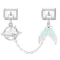 Tassel Chain Butterfly Flowers Star Moon Heart Zircon Italian Charm Links Fit 9mm Bracelet Stainless Steel DIY Jewelry Making