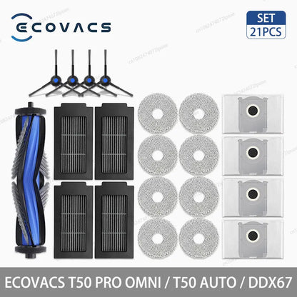 ECOVACS T50 PRO OMNI / T50  AUTO / DDX67 Robot Vacuum Cleaner Accessories Main Side Brush Hepa Filter Mop Cloth Dust Bag Parts