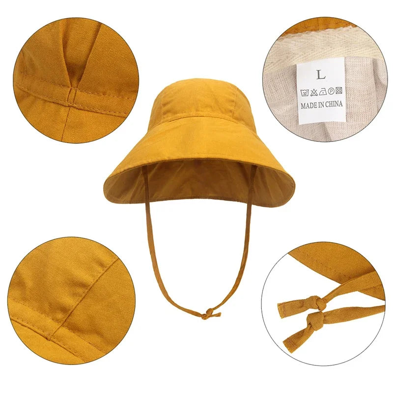 Baby SunHat Summer Boys Girls Bucket Hat Kids Cotton UV Travel Hats Child Big Brim Outdoor Beach Caps Fashion Casual Panama Cap