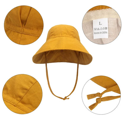 Baby SunHat Summer Boys Girls Bucket Hat Kids Cotton UV Travel Hats Child Big Brim Outdoor Beach Caps Fashion Casual Panama Cap