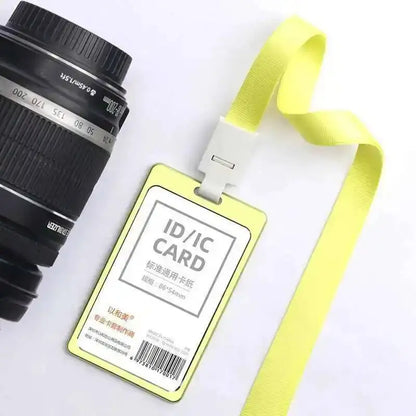 Office Supplies Luxury Metal Material Business Card Holder Credit Id Card Badge Holder With Exquisite Lanyard Custom