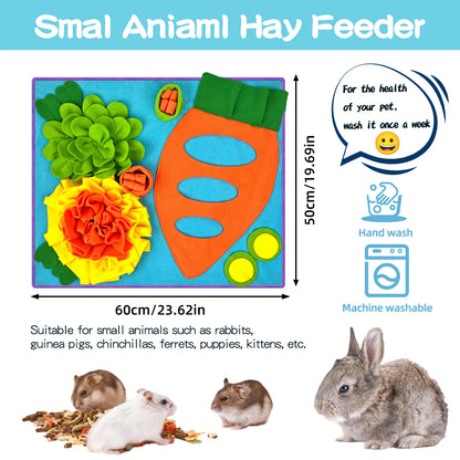 Small Pet Snuffle Mat, Rabbit Foraging Mat, Hamster Scent TrainingBlanket, Slow Feeder for Dogs &Rabbits