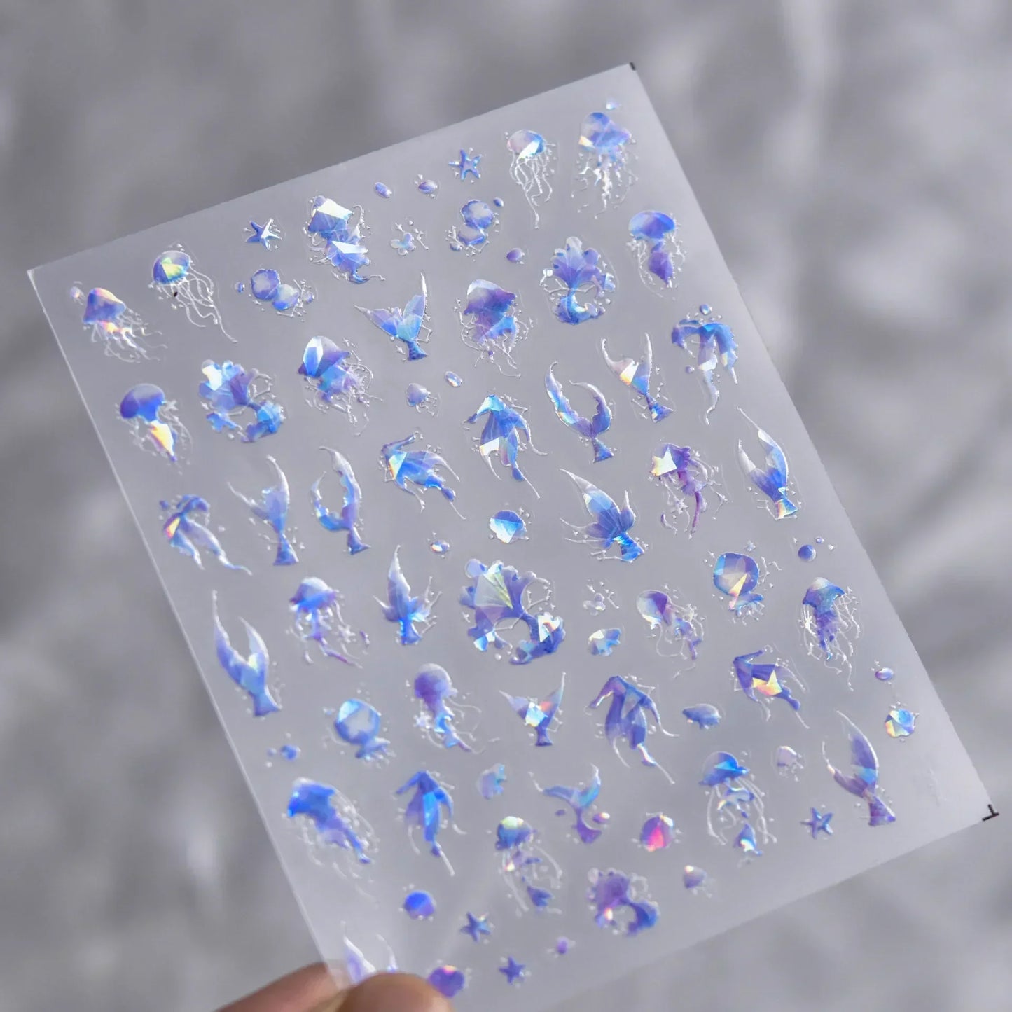 Colorful Bagful Jellyfish Bubbles Swimming Rings Rainbow Stars Ocean Starfish Self Adhesive 5D Nail Art Sticker Manicure Decal