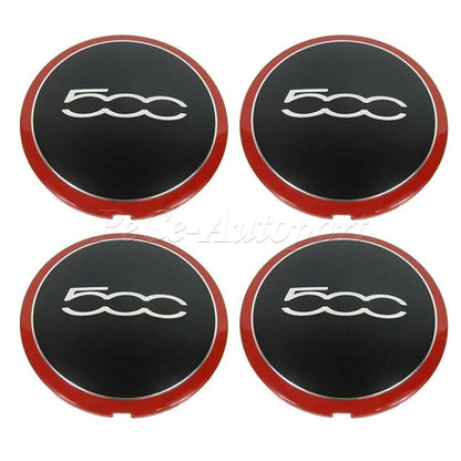 4Pcs 133mm For Fiat 500 New Hubcap Wheels Centre Hub Caps 68078419AC 68078421AC 51884863 Silver/Red Dust Cover