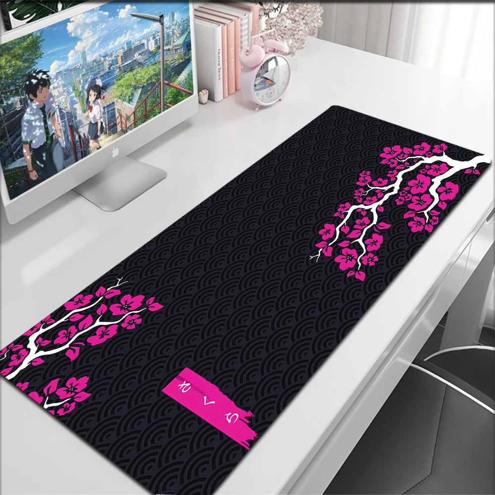Japanese Cherry Blossom Mouse Pad Gaming XL Home New HD Mousepad XXL Keyboard Pads Office Non-Slip Carpet Purple Sakura Mice Mat