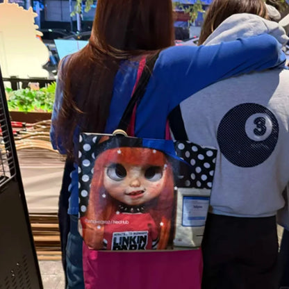 Brand Portrait Print Tote Bag Large Capacity Top-handle Shopper Bag Fashion Pvc Kraft Paper Shoulderbag Waterproof Pouch Storage