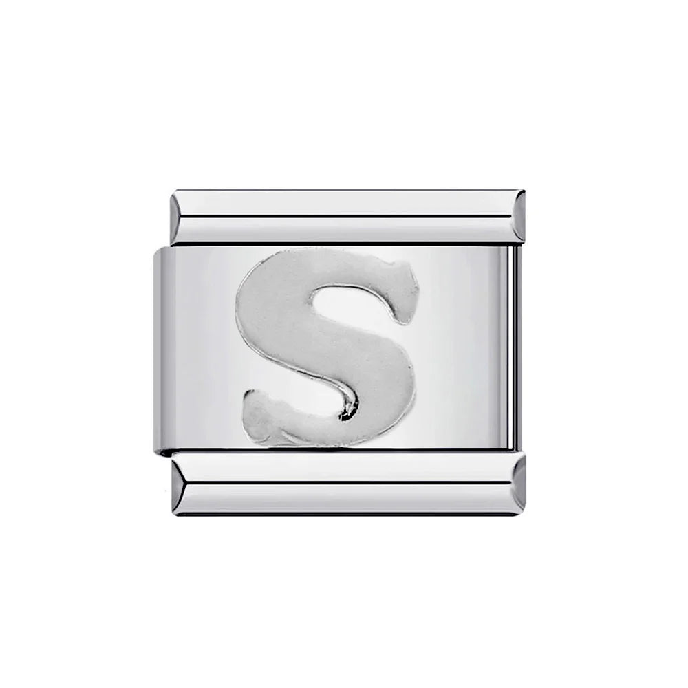 26 English A-Z Letter Name Custom 9mm Link Charms Silver Color Italian Stainless Steel Bracelet DIY Jewelry Making Hand Chain