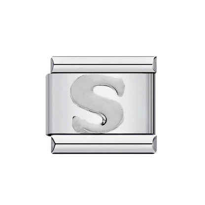 26 English A-Z Letter Name Custom 9mm Link Charms Silver Color Italian Stainless Steel Bracelet DIY Jewelry Making Hand Chain