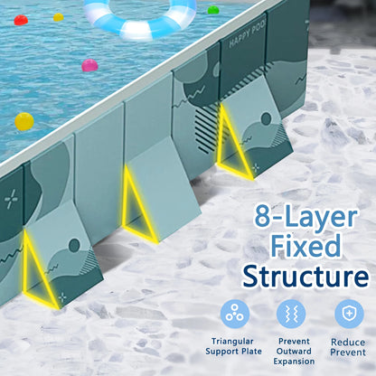Foldable Pool For Family Non Inflatableframe Outdoor Swimming Pool Kiddie Pools Thickened Support Above Ground For 1~8 People Can Connected Water Pump