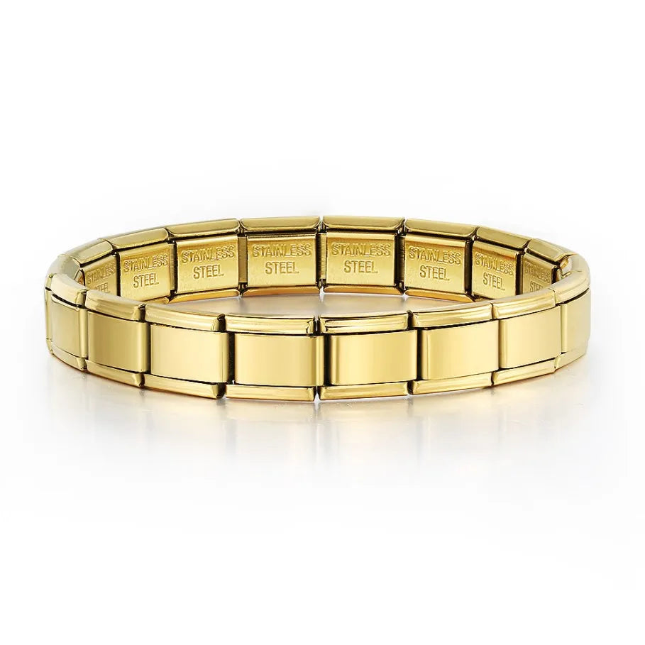 GEMOSA 9mm Width Italian Charm Bracelet Fashion Stainless Steel Bangle Elastic Link Chain High Quality Factory DIY