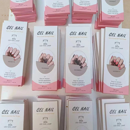 16/20/22Tips Semi-Cured Gel Nail Wraps Full Cover Manicure DIY Waterproof Long Lasting Gel Nail Stickers set for UV Lamp Need