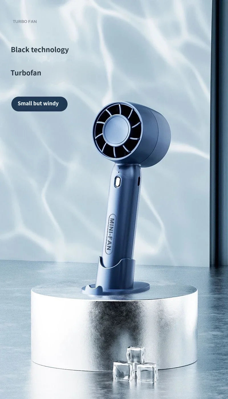 Summer Mini Handheld Fan USB Rechargeable Portable High-speed Motor Small Desktop Stand Turbo Fan for Travel Outdoor Activeity