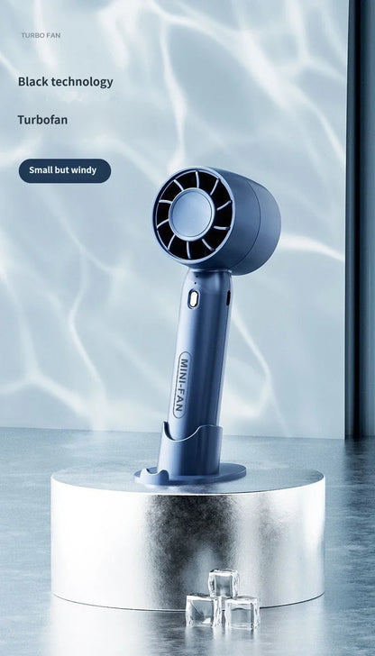 Summer Mini Handheld Fan USB Rechargeable Portable High-speed Motor Small Desktop Stand Turbo Fan for Travel Outdoor Activeity