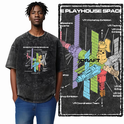 SA ASTRONAUT SPACE THEMES Printed Cotton Acid Washed Graphic Unisex T Shirt Cool Streetwear Men Tshirts Big Size Tee for men