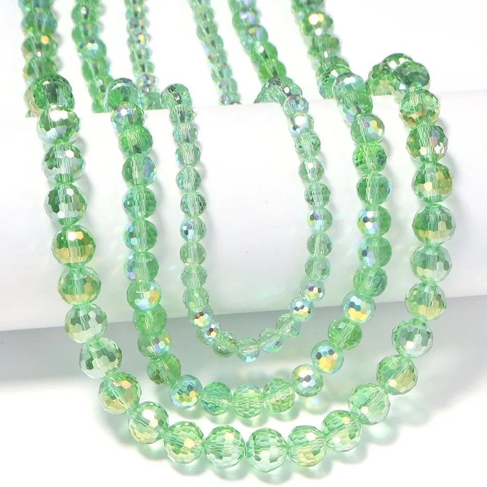 6/8/10mm Sizes Faceted Glass Beads Pink Blue Plating Clear Crystal Earth Beads 96-faceted Faceted Cut Style Jewelry Making Beads