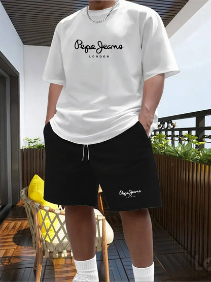 Men's Two-piece Sportswear Short Sleeved T-shirt and Pants Set Running and Fitness Sportswear 2026 Summer Big Discount