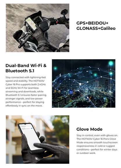 HOTWAV Cyber 16 Pro Rugged Smartphone G100 Octa-core Android 15 Mobile Phone 108MP 6.6'' FHD+ 2K 8GB 512GB 6280mAh Cellphone