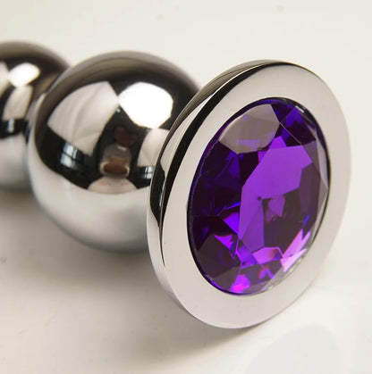Metal 3 Graduated Anal Beads Sex Toys Butt Plugs,Expand Sphincter,Hit Prostate,Analplug Buttplug With Crystal Base