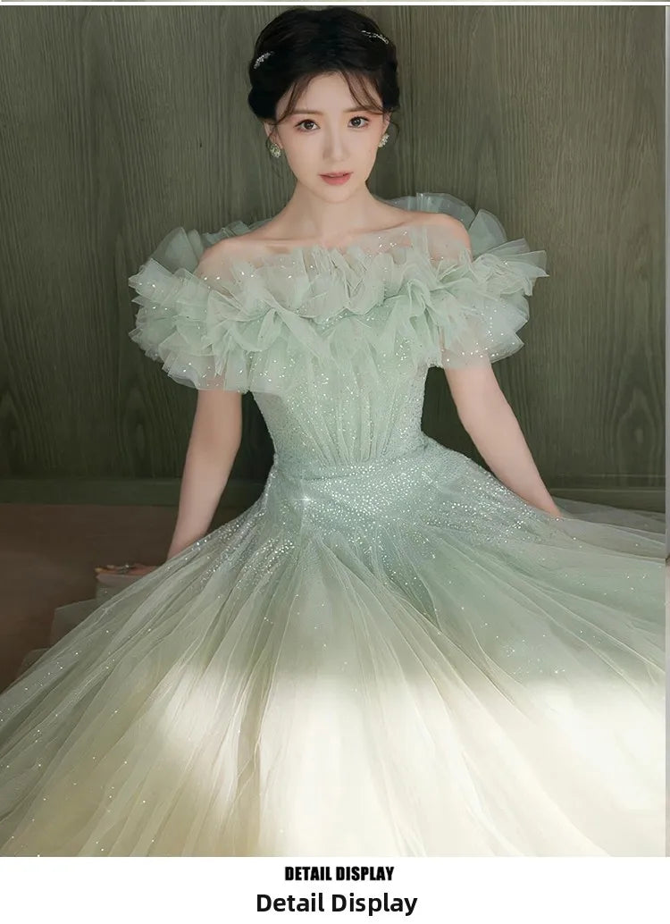 Ele een Evening Gown for Women High-End Luxury Fairy T Performance Host Dr Korean Sle Floral Mid-Waist Slim Fit