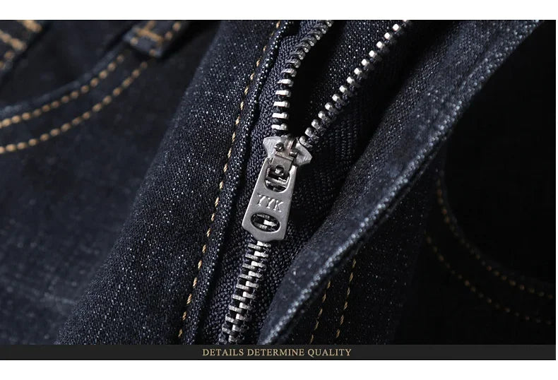 Men Fashion Straight Jeans Mens 2025 New Stretch Slim Fit Pants Comfortable Soft Business Denim Trousers Male Brand Clothing