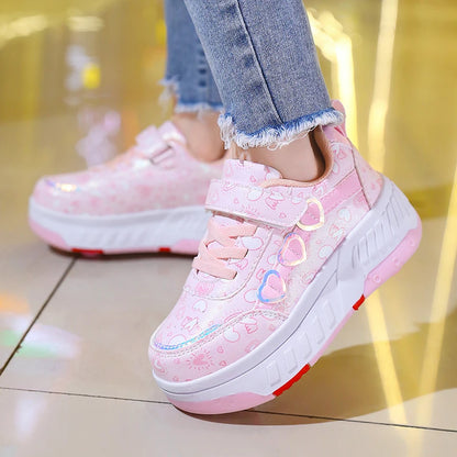 Roller Skate Shoes Kids Sneakers With Wheels Children Roller Skates Fashion Outdoor Sports Shoes Girls Boys Gifts Breathable New