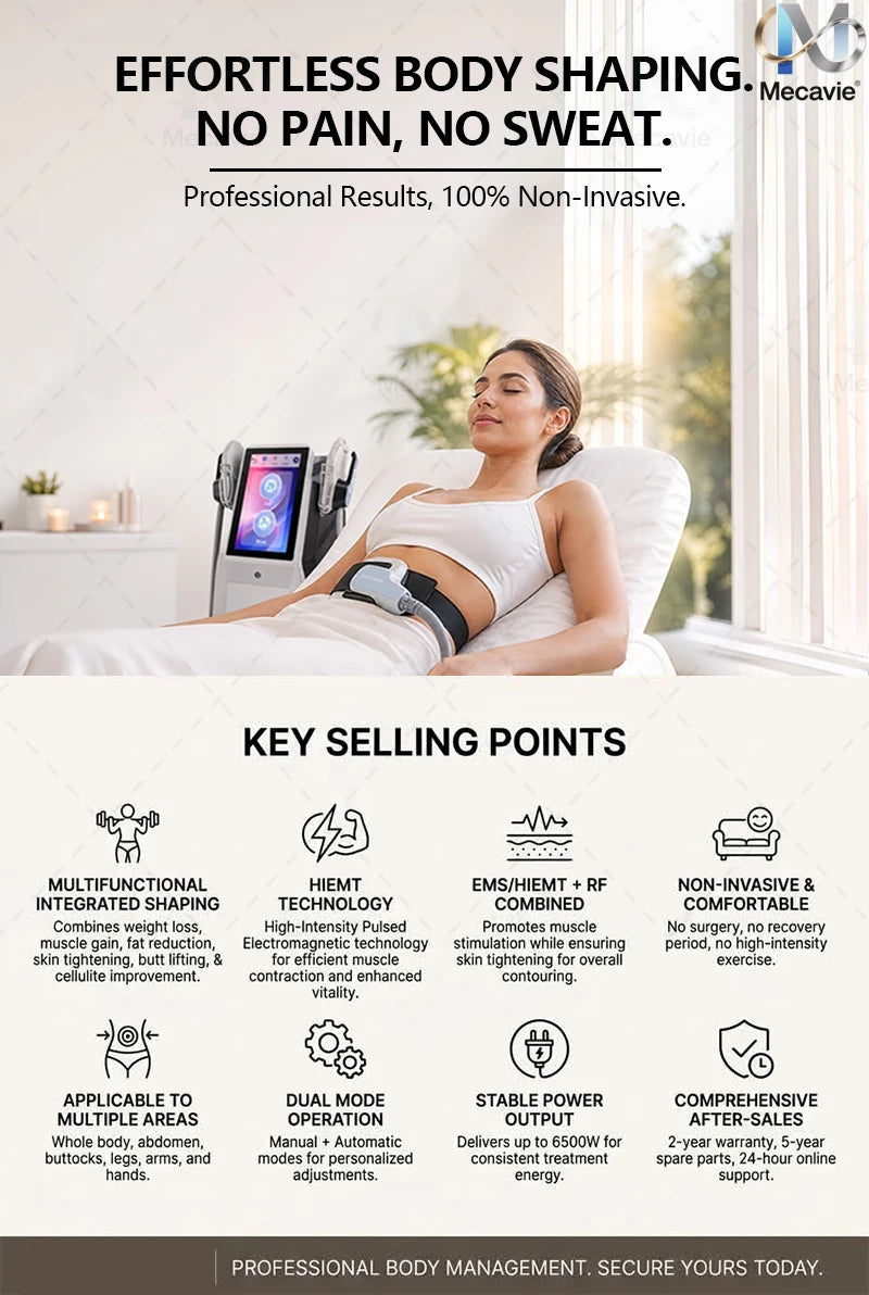 Non-invasive EMS Buttock Massage Professional 6500W 15TRF Body Shaping Machine Muscle Toning Fat Reduction Device Abdomen Thighs