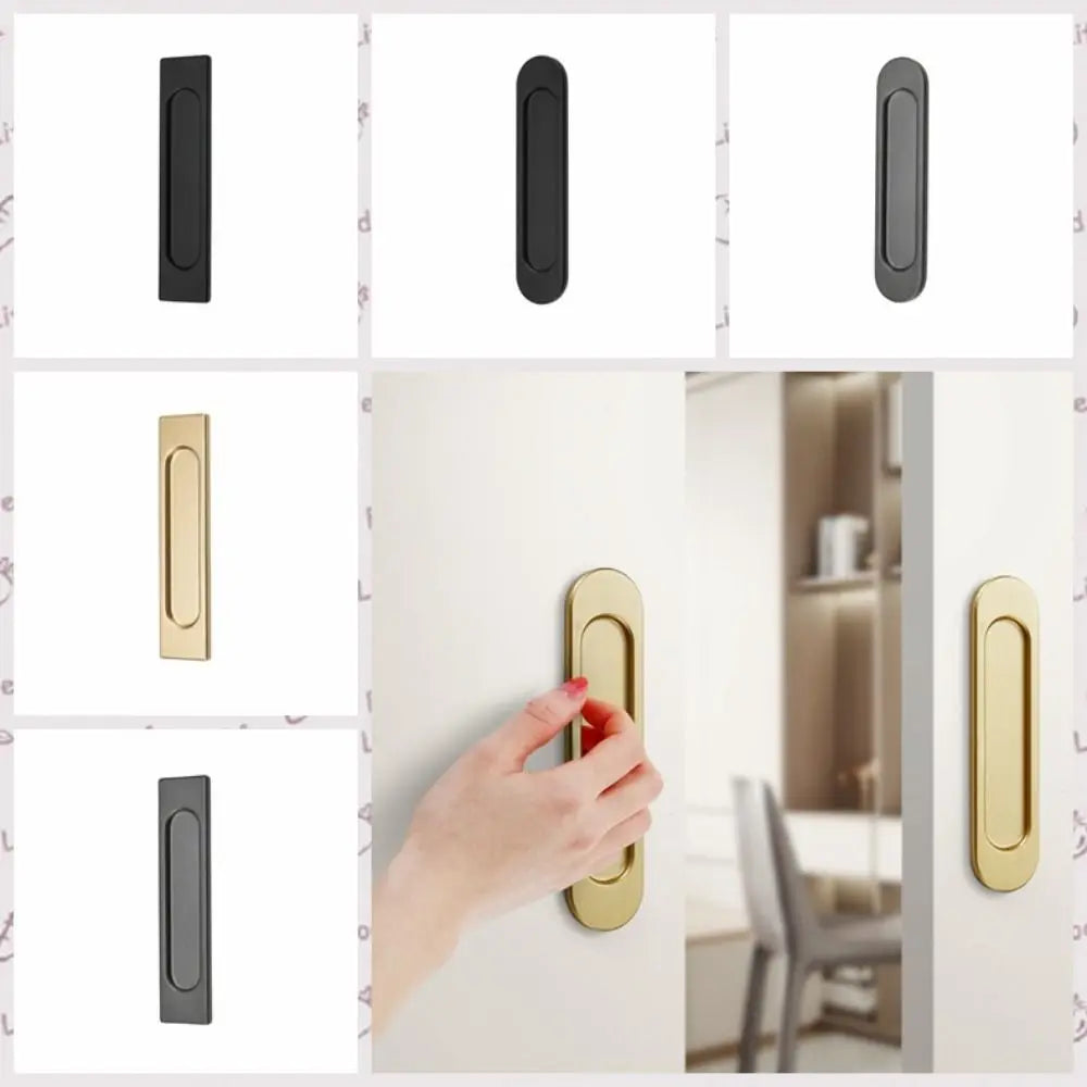 No Drilling Self-adhesive Handle Double-sided Black/Grey/Gold Sliding Door Handle Aluminum Alloy Glass Door Knob Window