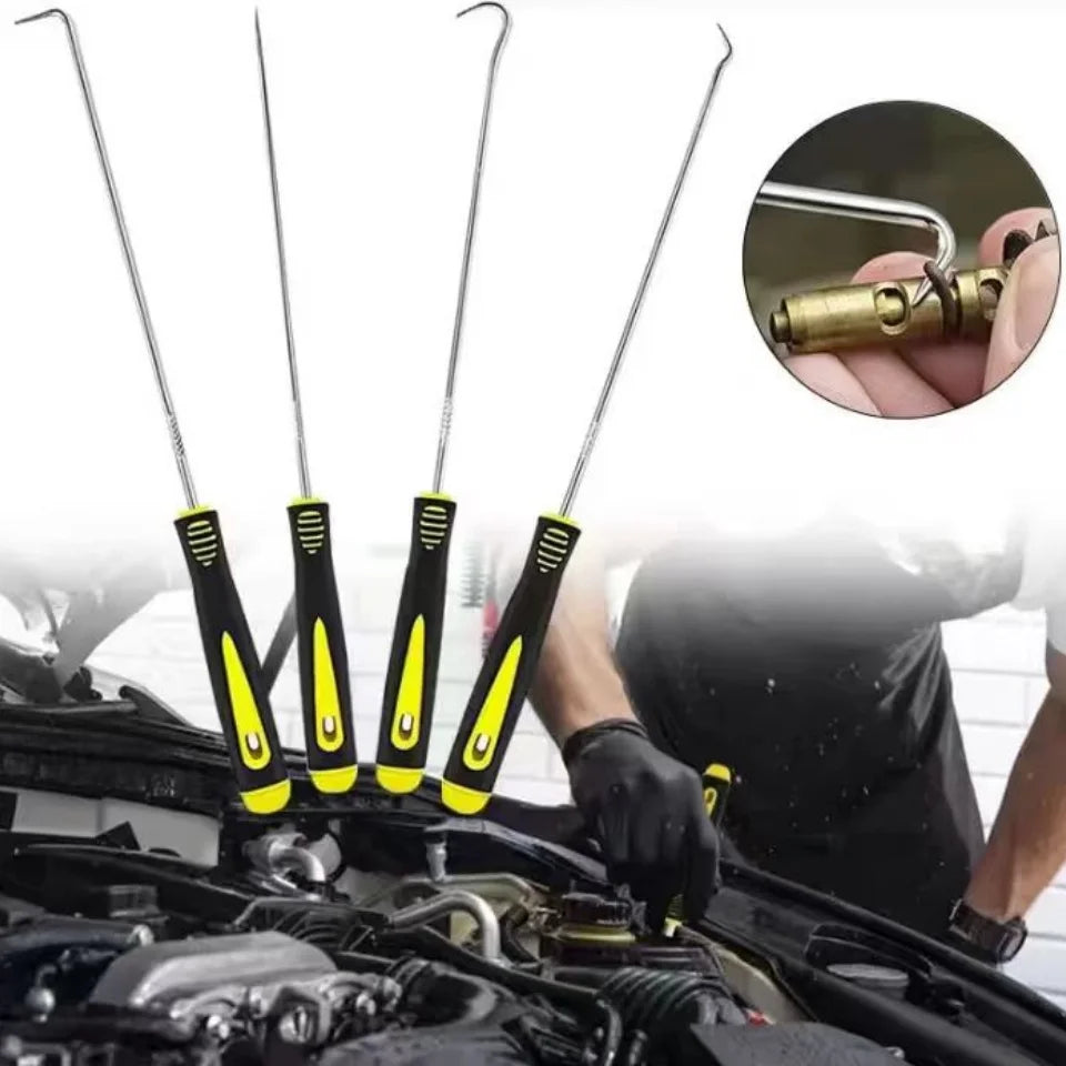 4pcs Pick and Hook Set Car Auto Oil Seal/O-Ring Seal Gasket Pick Hook Puller Auto Maintenance Tools Remover Tire Stone Cleaning
