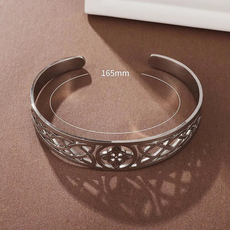 Witch Knot Cuff Bracelet Stainless Steel Pagan Witchcraft Symbol Magic Knot Good Luck Amulet Bangls Celtic Knot Jewelry