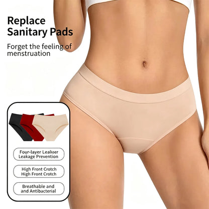 3Pcs Heavy Flow Menstrual Panties 4-Layer Women Period Physiological Underwear EU Size Absorbency Leak Proof Incontinence Brie