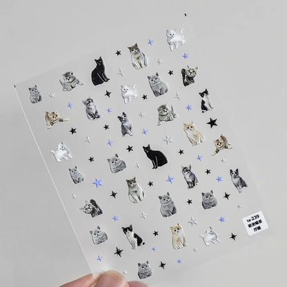 Lovely Animal Graffiti Cat Claw Rabbit Bunny Bear Dog Flower Fruit Dim Sum Candy Sunflower Adhesive 5D Nail Art Stickers Decal